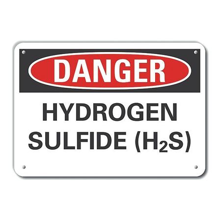 LYLE Reflective  Hydrogen Sulfide (H2S) Danger Sign, 10 in Height, 14 in Width, Aluminum, English LCU4-0474-RA_14X10