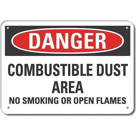 LYLE Aluminum Combustible Dust Danger Sign, 10" H, 14 in W, Horizontal Rectangle, LCU4-0622-NA_14X10 LCU4-0622-NA_14X10
