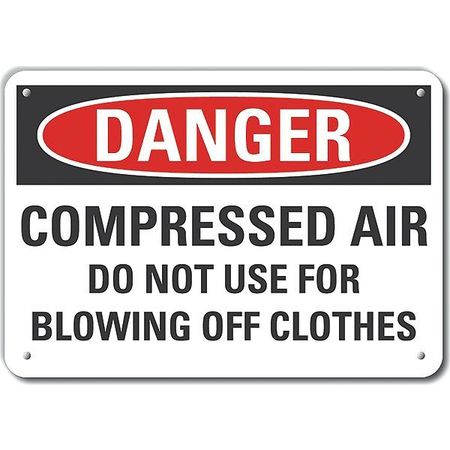 LYLE Aluminum Compressed Air Danger Sign, 10 in H, 14 in W, Horizontal Rectangle, LCU4-0637-NA_14X10 LCU4-0637-NA_14X10