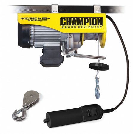 CHAMPION POWER EQUIPMENT Hoist, Electric, 440/880 lb., 1.1 HP, 120V, 440/880 lb., 38 ft, 120v 18890