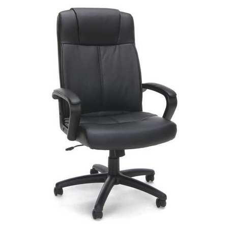 Ofm BlackTask Chair, 25 1/2"W28-3/4"L47-3/4"H, Padded Fixed, LeatherSeat, EssentialsSeries ESS-103-BLK