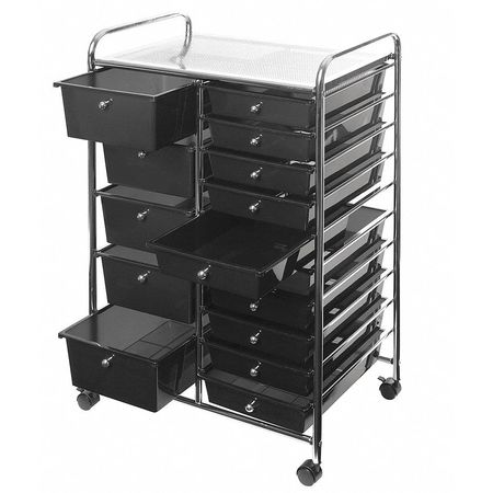 Seville Classics Organizer Cart 15-Drawer, Black WEB208