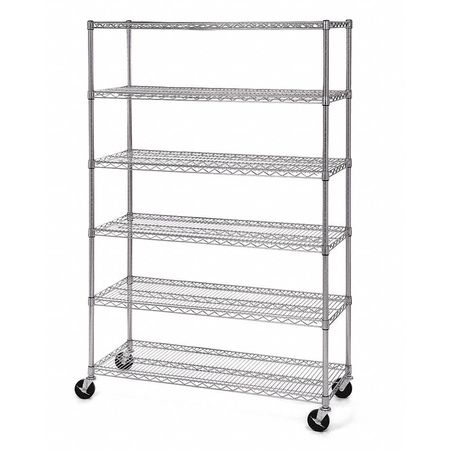 Seville Classics Wire Shelving Unit, 18"D x 48"W x 72"H, 6 Shelves, Silver WEB563