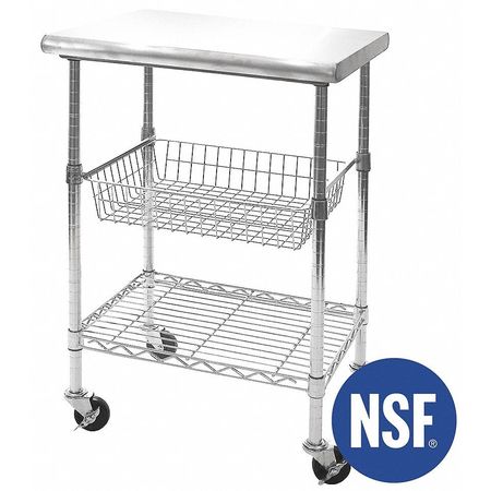 SEVILLE CLASSICS Work Table Cart, Stainless Steel, NSF, 24x2 SHE18321B