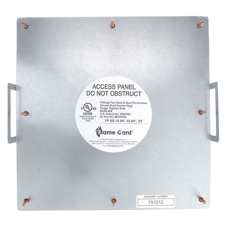 COMPONENT HARDWARE Flat Grease Duct Access Door, 12" x 12" 751212