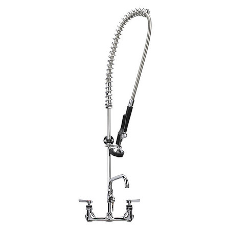 COMPONENT HARDWARE Encore 8" OC. Brass Chrome Plated Wall Mount Pre Rinse Assembly with 12" Add On Faucet KL53-1000-AF4