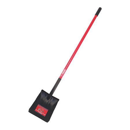 BULLY TOOLS Square Point Shovel, 14 ga. Steel Blade, 60 in L Fiberglass Handle 82525