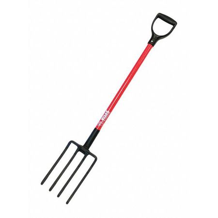 Bully Tools Spading Fork, Fiberglass, D-Grip Handle 92370