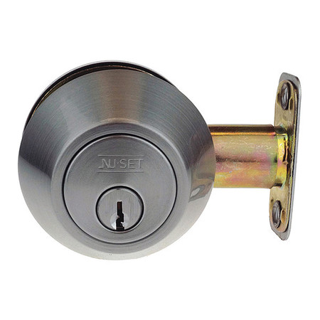 NU-SET Single Cyl. Deadbolt, Stn Stnls Steel 700-32D