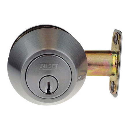 NU-SET Grd 2 Sngl Cyl Deadbolt, Stn Stnls Stl 710-32D