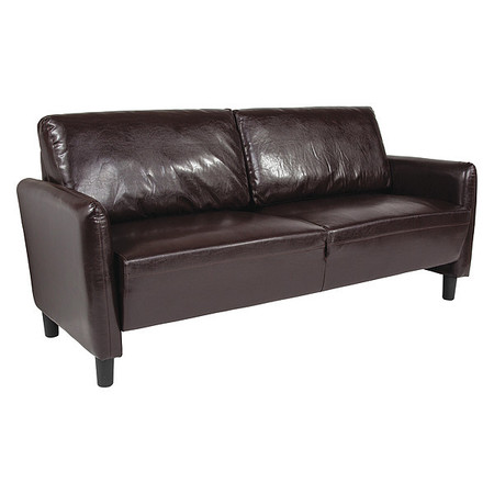 Flash Furniture Upholstered Sofa, 30-1/2"L35"H, Rounded, LeatherSeat, ContemporarySeries SL-SF919-3-BRN-GG