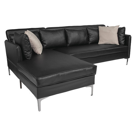 Flash Furniture L-Shape Sectional with Left Side Facing Chaise, 62-1/2"L32-3/4"H, Rounded Welted, ContemporarySeries BT-8377-SET-BK-GG