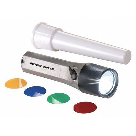 PELICAN LED Flashlight with 4 Color Wand, Gray 024900-0001-180