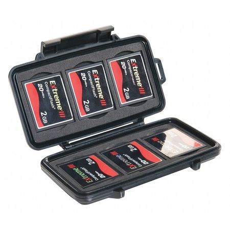 PELICAN Memory Card Case, Water Resistant, Blk 945