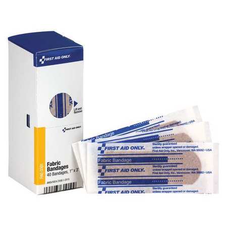 FIRST AID ONLY First Aid Kit Refill, 1"X3" Adhesive Fabric Bandage, 40 Per Box FAE-3101