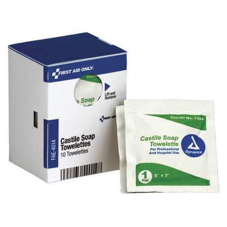 FIRST AID ONLY First Aid Kit Refill, Castile Soap Wipes, 10 Per Box FAE-4014