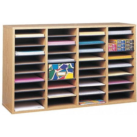 SAFCO Literature Org, Wood, Adjustable, 36, Oak 9424MO