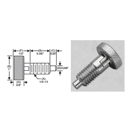 S & W MANUFACTURING Knurled Lck Knob, 316SS, Nose P, 1/2-13" SKLS-4-316