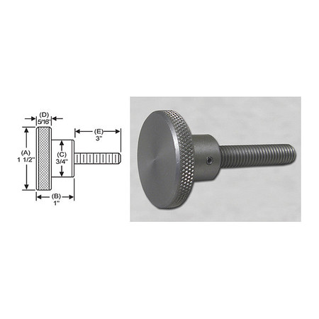 S & W MANUFACTURING Knrl Knob Stud, 3/8-24", 1.5" dia., 3" Std, Diameter: 1-1/2" WSSF-023