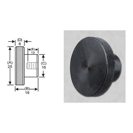 S & W MANUFACTURING Knrl Ctrl Knob, M6, 25mm dia. MSKT-023