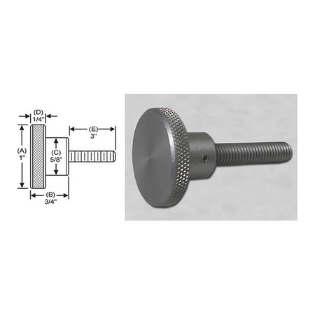 S & W MANUFACTURING Knrl Knob Stud, 1/4-28", 1" dia., 3" Std, Material: Stainless Steel WSSF-016