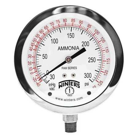 Winters Ammonia Gauge 4", 1/4" Lm 30-0-300 psi/F PAM1702