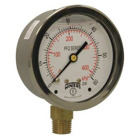 Winters Qual Ss/Br Gauge 2.5" 1/4Lm 0-60 psi/Kpa PFQ803