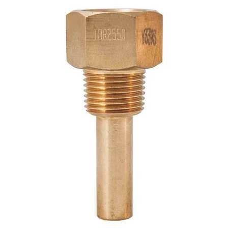 Winters Thermowell 1/2" X 1/2" Brass 2.5" Stem TBR2550