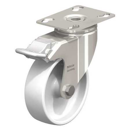 Blickle Swivel Plate Caster, Wht Nylon, 4", Brake, Caster Load Rating Range: Light-Duty LKPXA-PO 101G-12-FI