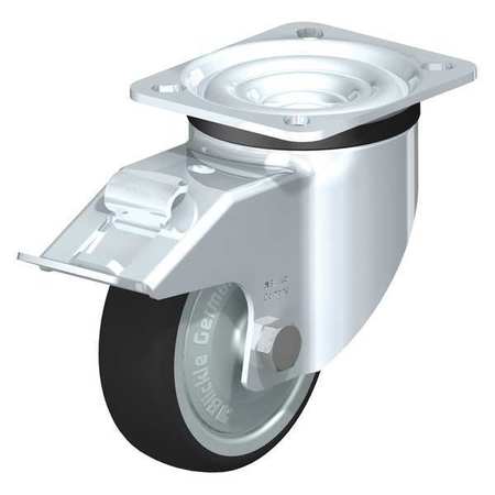 BLICKLE Swivel Plate Caster, PU, 4", Brake, Number of Wheels: 1 LK-PATH 100KF-14-FI