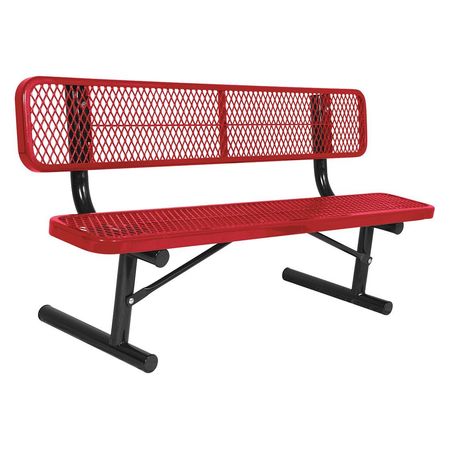 Ultrasite Portable Commercial Park Bench W/ Back, Red 940P-V6-RED