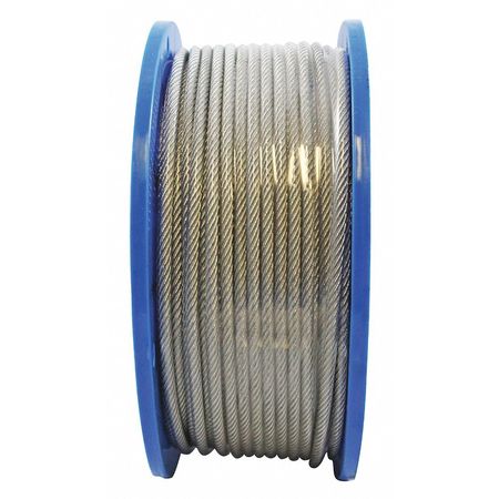 INDUSCO Cable, 1/8", 7x19", 3/16", 250ft, Clear, VcGac 20500791