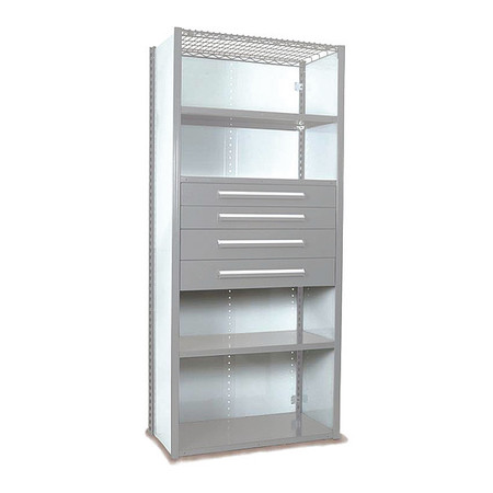 EQUIPTO V-Grip Shelving W/ 4Drwrs/5Shlvs, 7x2x4, Strtr, 2-4.5"H And 2-6"HDrwrs, LG S4251VHS-LG