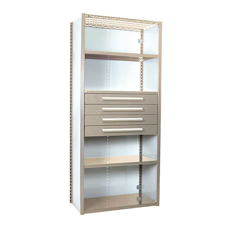 EQUIPTO V-Grip Shelving W/ Drawers, 7x2x3, PY, Number of Shelves: 5 S4233VHS-PY