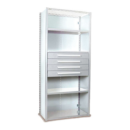 EQUIPTO V-Grip Shelving W/ Drawers, 7x1.5x4 Closed Starter, WH S4243VHS-WH