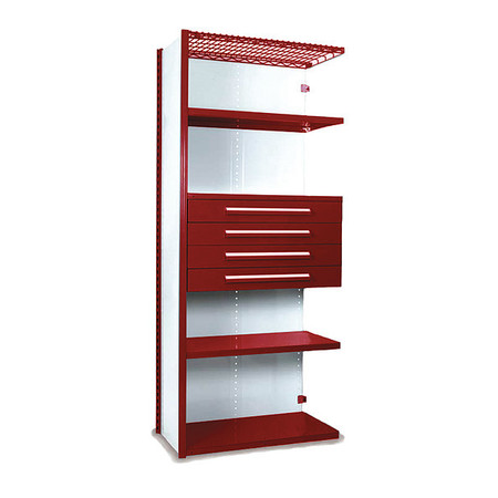 EQUIPTO V-Grip Shelving W/ Drawers, RD S4253VHA-RD