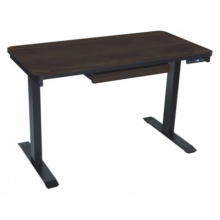 Motionwise Standing Desk, 24”x48", Adjust Height 28" to 48", Walnut Top, Black Frame SDG48A