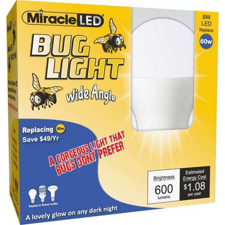 Miracle Led Bug Light Wide Angle Yellow Amber Glow Replace 60W for Porch & Patio 602169