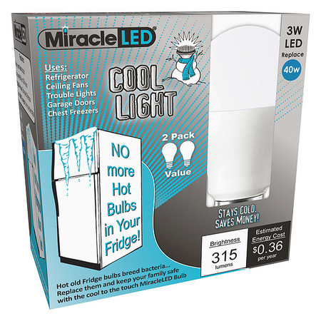 MIRACLE LED Refrigerator and Freezer Light Energy Saver LED Bulb Cool White 602183