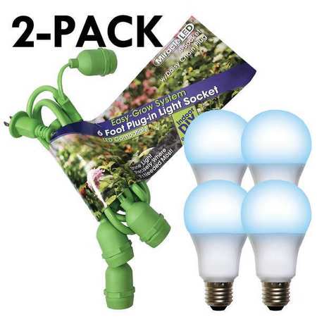 MIRACLE LED LED Grow Light Cord System 4 Socket & LED Blue Grow Kit Light 10 Pcs Kit 602263
