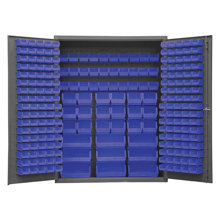 Durham Mfg Cabinet, 60"W, 14 gauge steel, 227 blue bins SSC-227-NL-5295