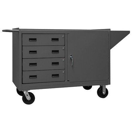 DURHAM MFG Mobile Bench Cabinet, steel top, 1 door, 1 shelf, 4 drawers 3401-95