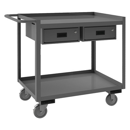 DURHAM MFG Stock cart, 2 shelf, 2 locking drawers, 1200 lbs capacity RSC-2448-2-2DR-95