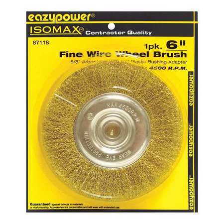 EAZYPOWER Fine Wire Wheel Brush, 6", 1/2" Arbor 87118