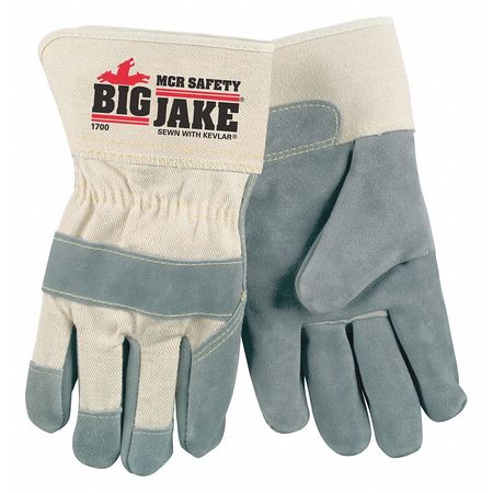 Mcr Safety Leather Palm Gloves, White, L, Vend, PR VP1700L