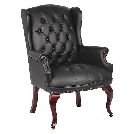 BOSS BlackTraditional Guest Chair, 32"L41-1/2"H, Fixed, VinylSeat B809-BK