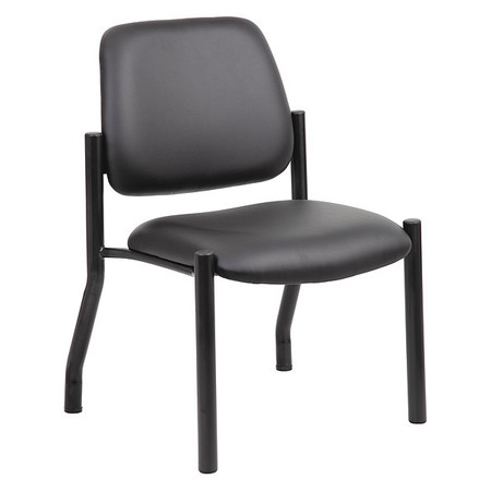 BOSS BlackGuest Chair, 22"L32-1/2"H, Armless, VinylSeat B9595AM-BK
