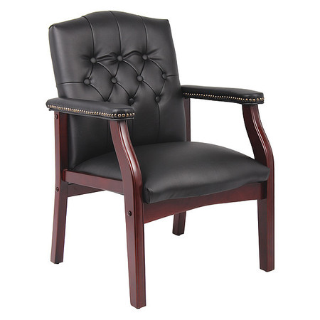BOSS BlackGuest Chair, 27"L35-1/2"H, Fixed, VinylSeat, Ivy LeagueSeries B959-BK