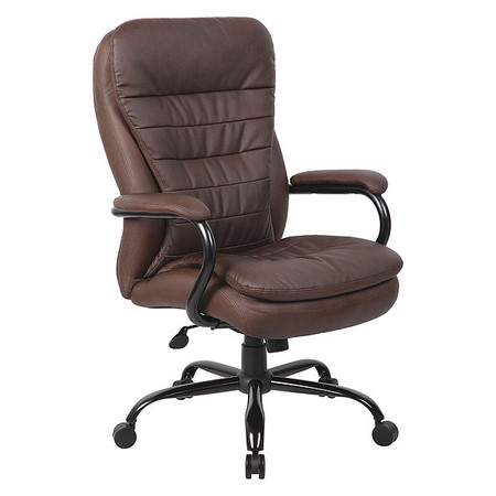 BOSS Bomber BrownHeavy Duty Double Plush Chair, 31"L45-1/2"H, Fixed, LeatherSeat B991-BB