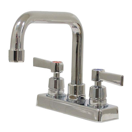 ADVANCE TABCO Dual Handle 4" Mount, OC 4" Deck Mount Extended Spout Faucet, Chrome plated K-124